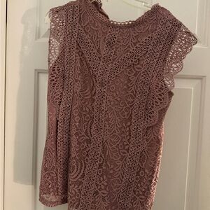 Elegant Lace Sleeveless Top - Pink